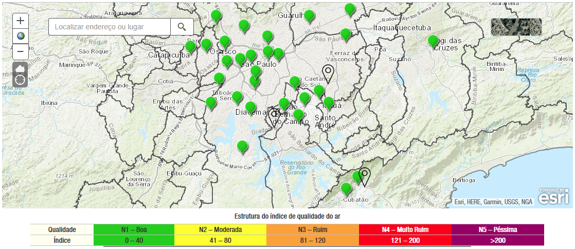 Você está visualizando atualmente Cetesb lança novo mapa da qualidade do ar georreferenciado